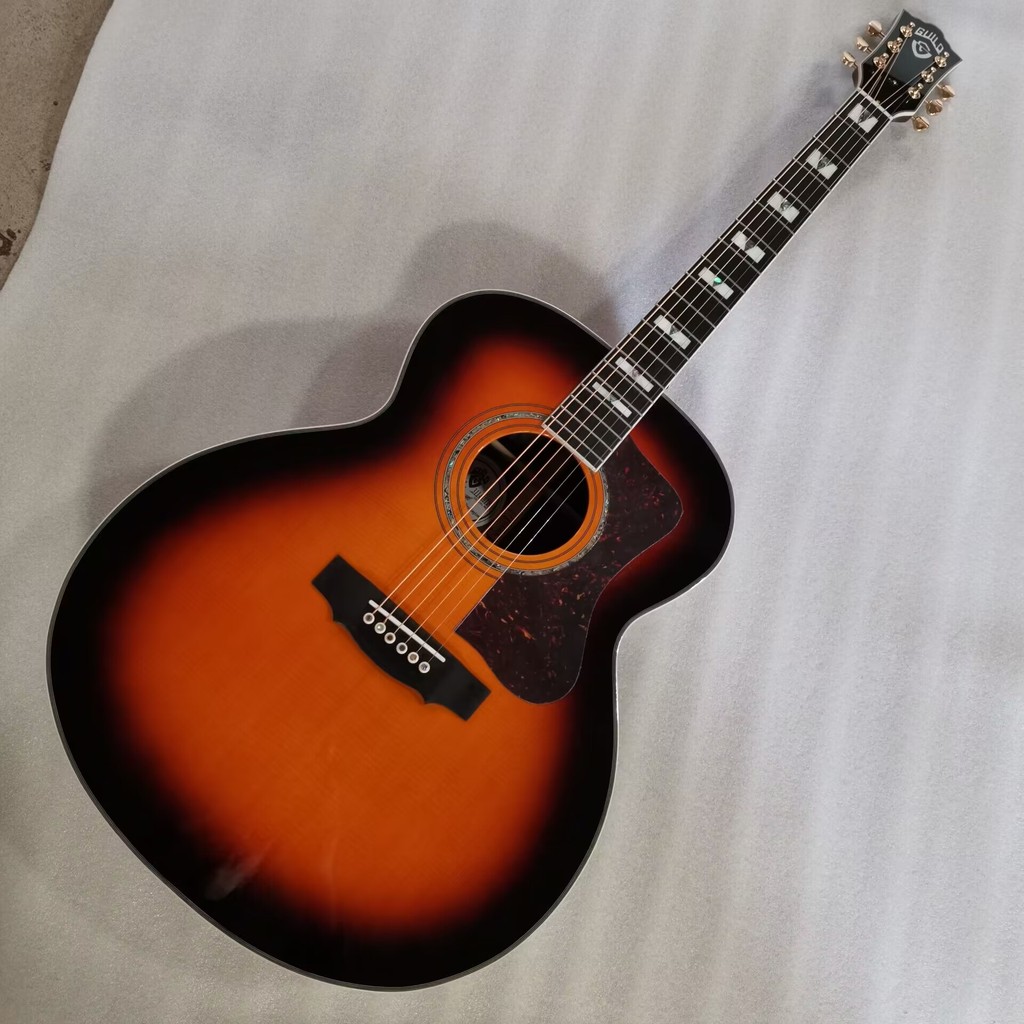 all solid acoustic handmade Guild style,AAAA all solid guitar F55 antique burst 6 string guitar