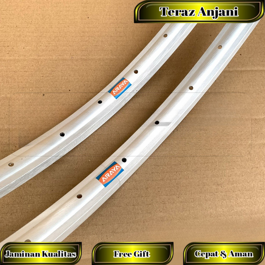 Velg Rims Araya 27 X 1 1/4 Sepeda Balap Jadul Roadbike Fixie Lubang 36 Hole Silver Alloy Single Wall