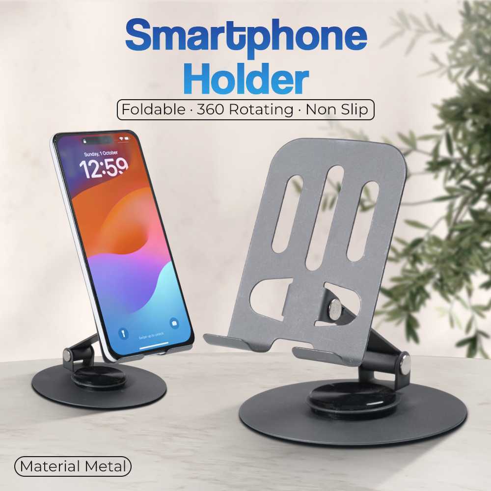 COD Stand Phone Holder Dudukan Tempat HP Smartphone Di Meja Lantai Lipat Bisa Di Putar 360 Derajat F