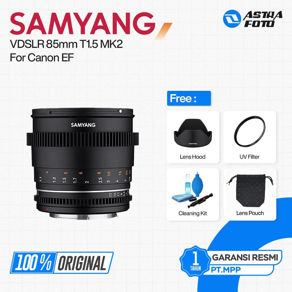 Samyang VDSLR 85mm T1.5 MK2 For Canon EF Lensa Kamera Garansi Resmi