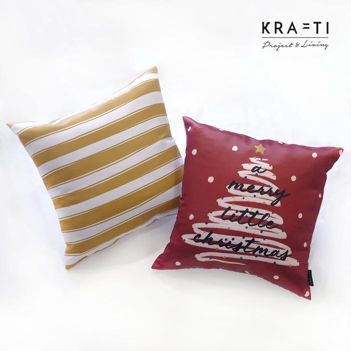 Bantal Sofa / Bantal natal / dekorasi natal / natal / bantal 40x40 - Gold Garis, Sarung N Bantal