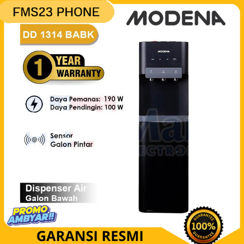 ( PROMO ) Dispenser Galon Bawah Modena 3 Kran DD1314BABK Low Watt Bottom Loading Garansi Resmi