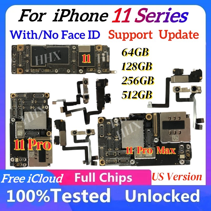 Motherboard for IPhone 11 100% Tested Working Mainboard Face ID Unlocked LogicBoard Clean ICloud Sup