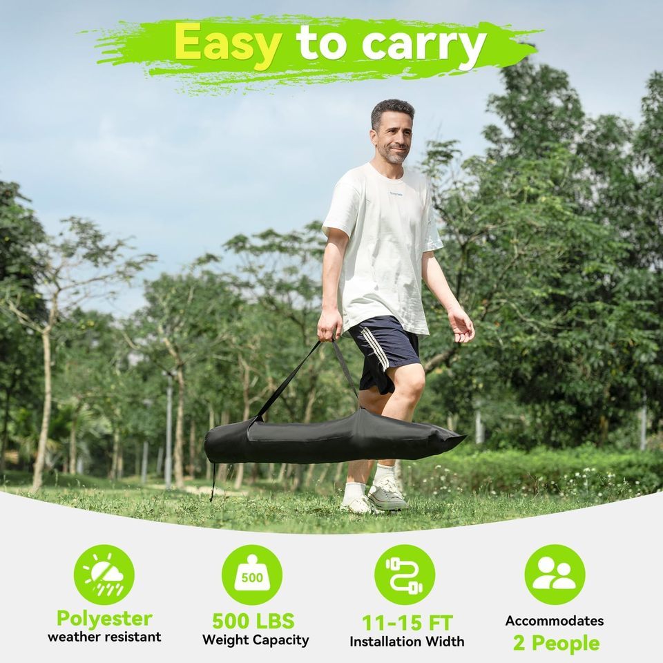 Double Hammock for 2 Person, Handwoven Rope Hammock with Spreader Bar -Indoor & Outdoor Use for Pati