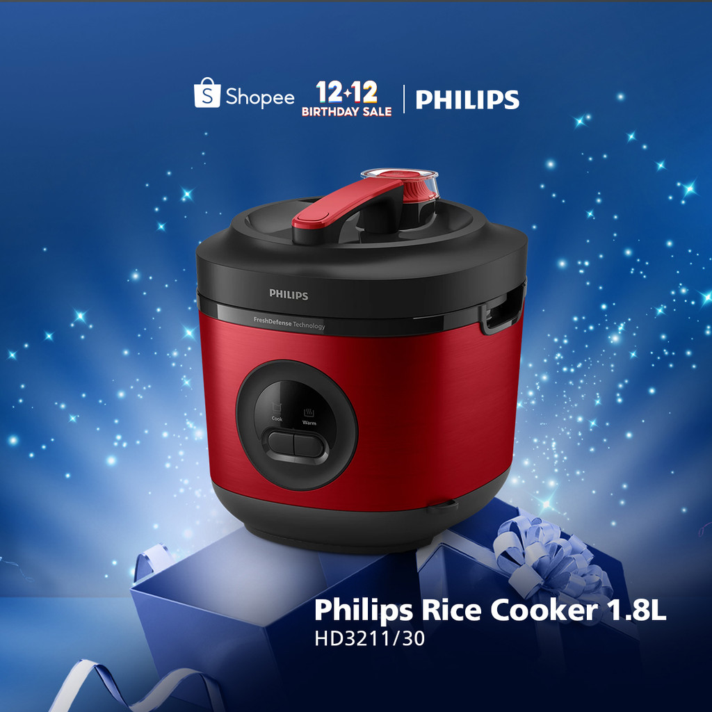 Philips Rice Cooker Magicom 1.8 L - 3000 Premium Series HD3211/30 - Merah - Bakuhanseki Inner Pot - 