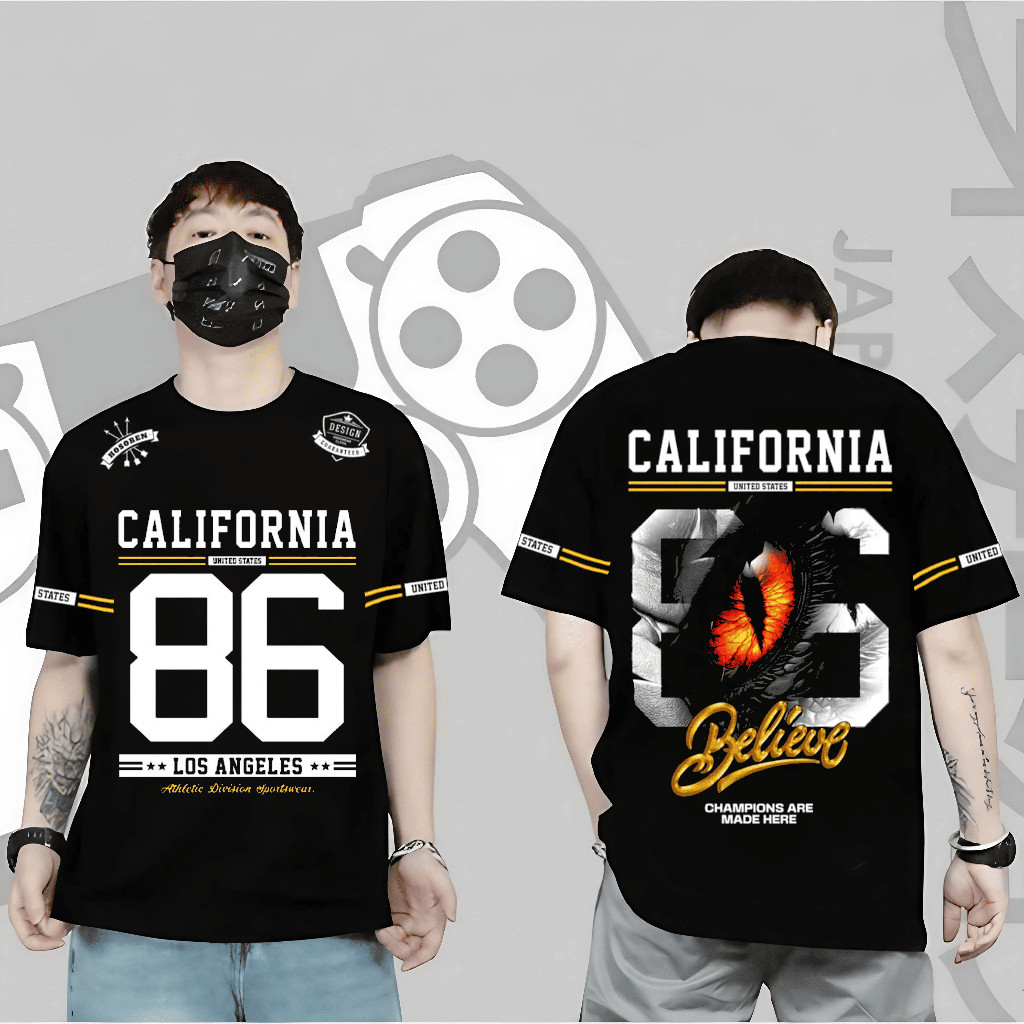 KAOS PRIA 86 CALIFORNIA BELIEVE KAOS ANGKA ANGKA VIRAL BAJU PRIA KEREN KAOS PRIA KEKINIAN DAN TRENDY