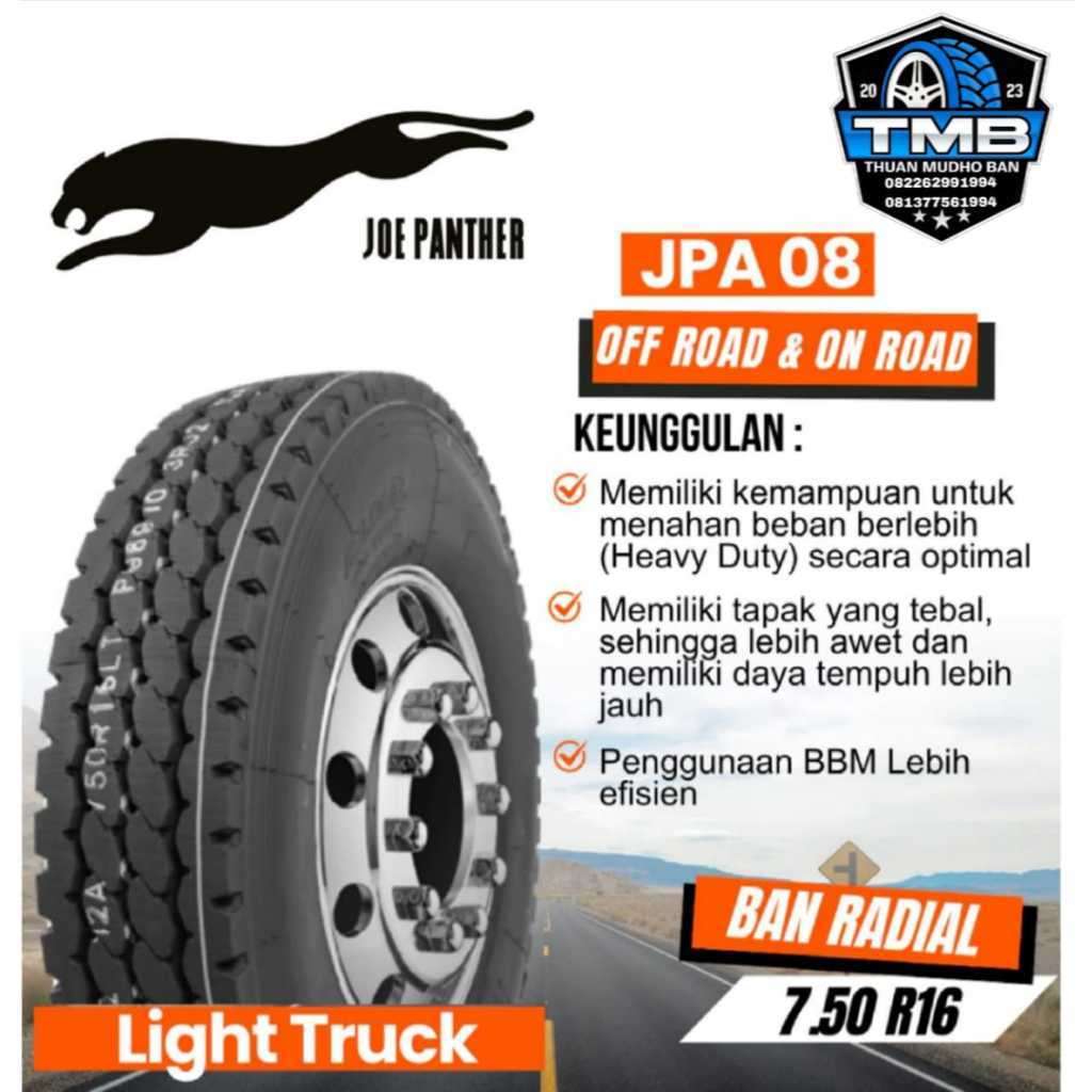 JOE PANTHER JPA08 7.50 R16| Ban Truk Radial 7.50 R16 Ban Overload//ban kawat  termurah
