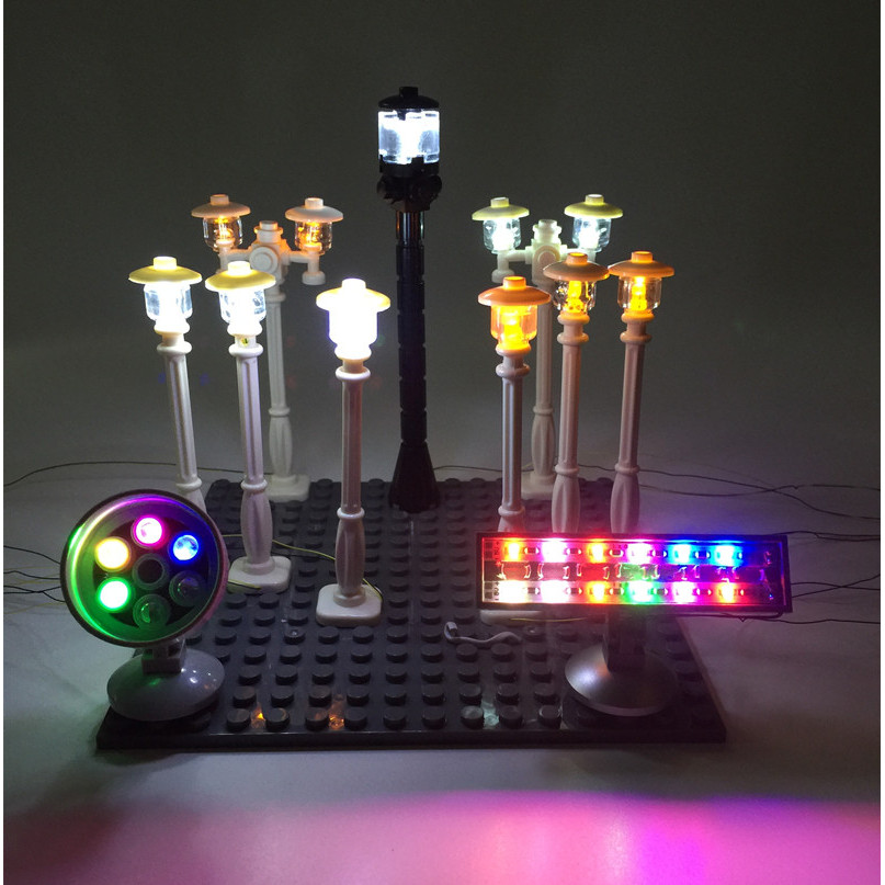 LED lamp post street light spotlight  traffic light for lego and city  series Bricksblock Model