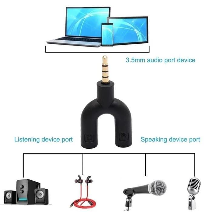HT-Spliter Jack Aux Mic dan Audio 2 in 1 - Konektor Spliter Audio U
