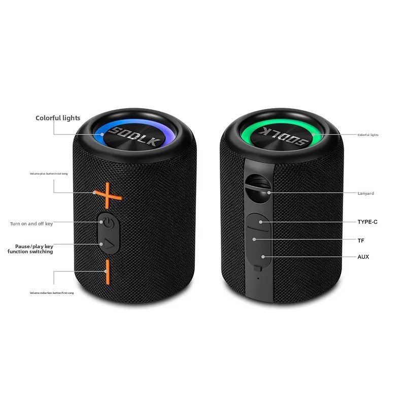 Portable Mini Bluetooth Speaker TX9 Outdoor Home K-Song Wireless Sound System Compact Size Plastic B