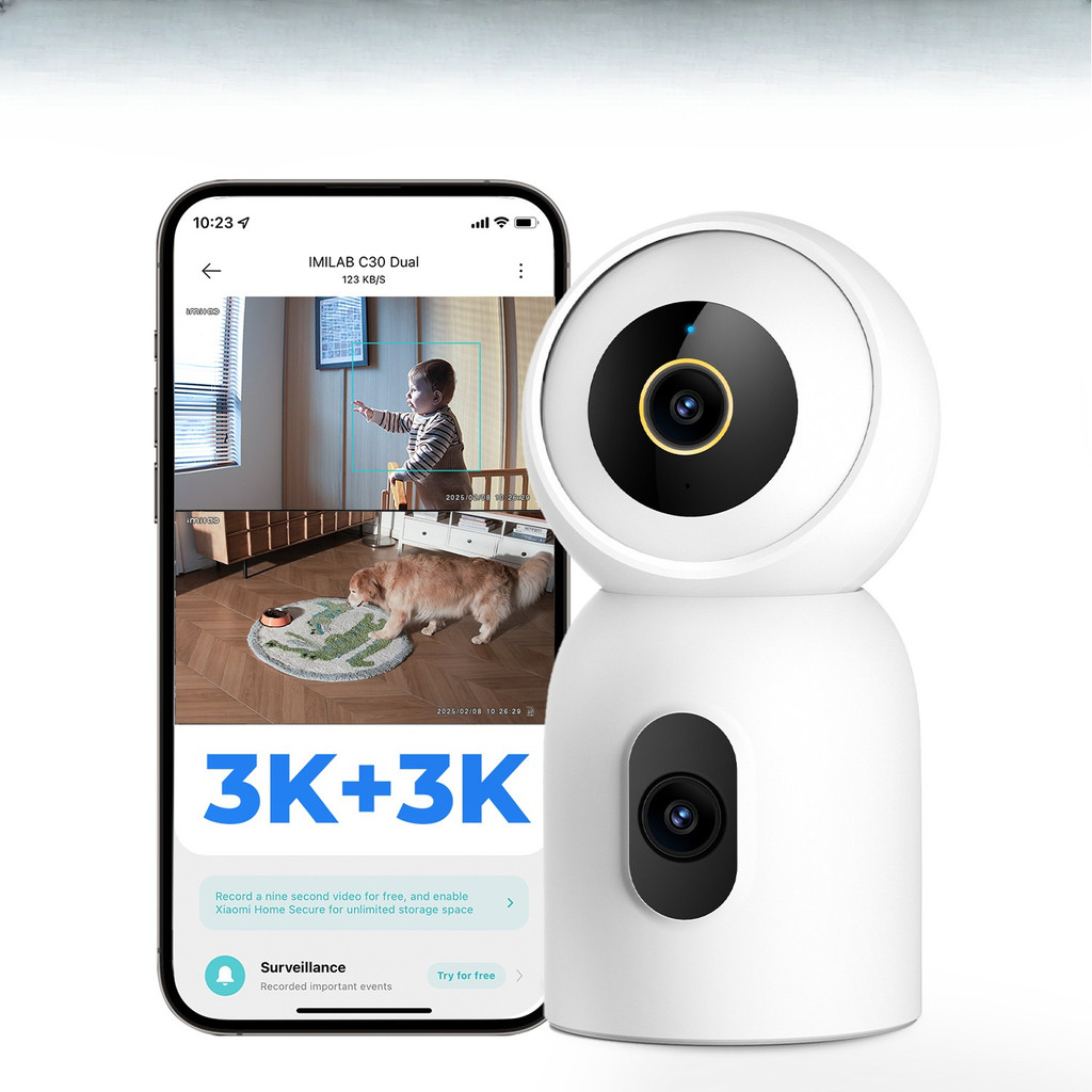 IMILAB New Indoor Camera C30 Dual 3K Lens WiFi 6 5G 360° PTZ Local AI Detection for BabyPetNoise Nig