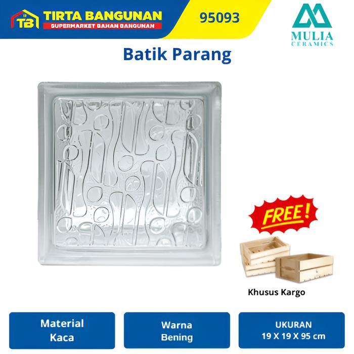 MULIA 95093 BATIK PARANG BENING 19 X  19 X 9.5 CM GLASS BLOCK BALOK KACA GLASS BOX KAMAR RUANG