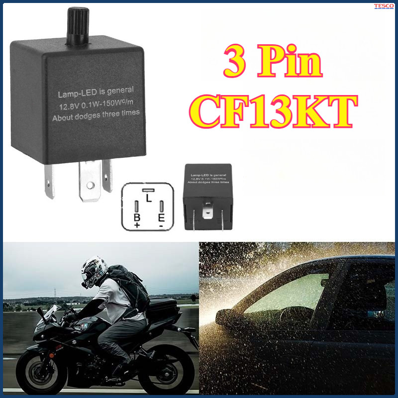 12V 3-PIN Flasher Flaser Sein Sen LED Lampu Strobo Kedip Hazard Motor Adjustable Relay Flasher Mobil