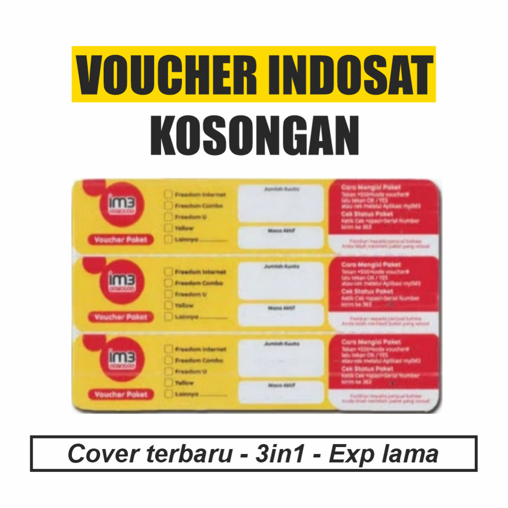 Voucher Kosong Indosat 3in1 Nasional