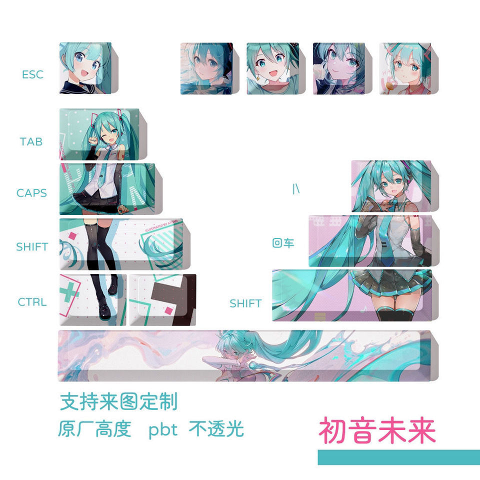 Anime Hatsune Miku Action Figure Pvc Model Statue Keyboard keycaps Toys doll decorate Computer acces