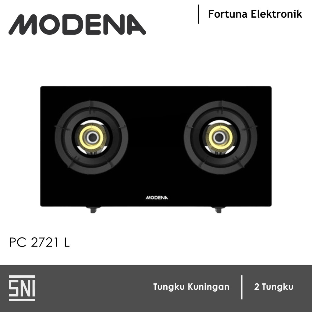 Modena Kompor Gas 2 Tungku PC 2721 L Kompor Kaca Tempered Glass