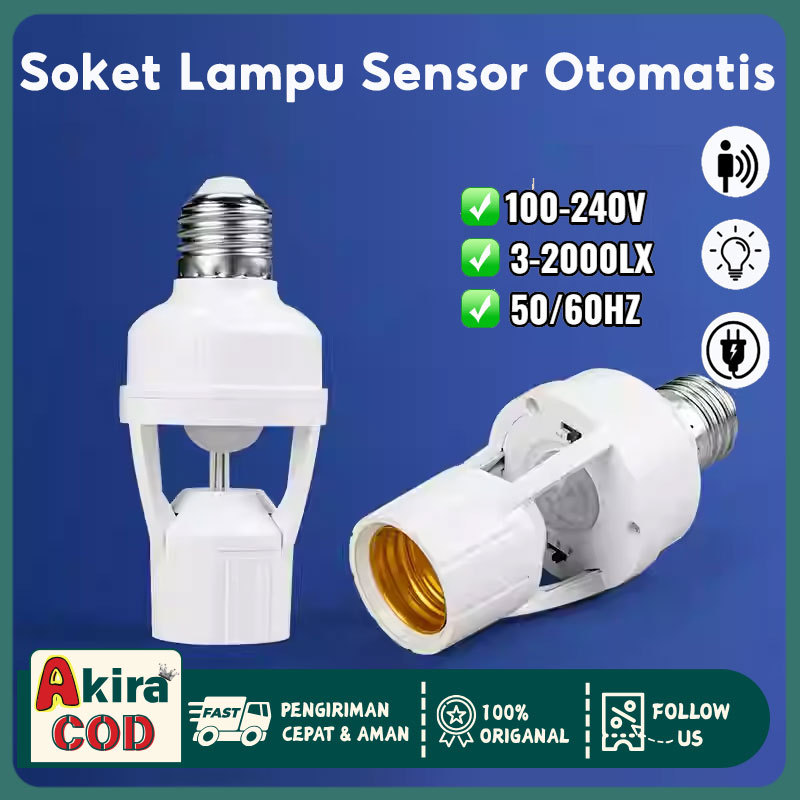 Fitting Lampu Bohlam Sensor Gerak Fitting Lampu Bohlam PIR Sensor Dudukan Lampu Sensor Gerak - Otoma