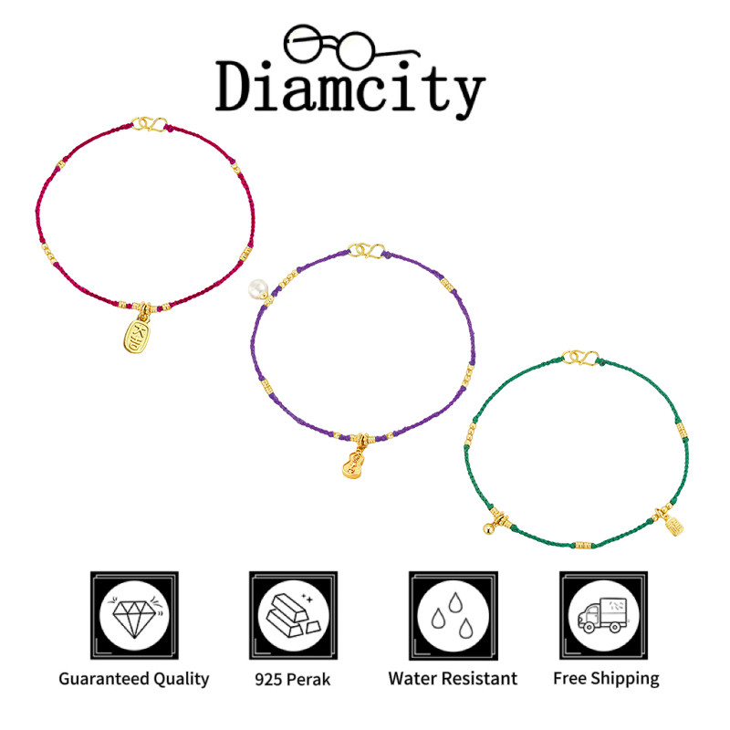 Gelang Kaki Liontin Persegi Tali Kepang Mewah Ringan Berlapis Emas