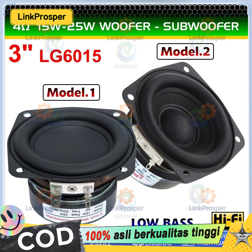 Speaker 3 inch LG-6015 Super Bass 4 ohm 15W-25W Woofer Subwoofer