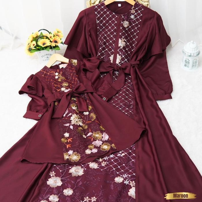 Zalira Kids - Gamis Couple Lebaran 2025 Dress Nura | Baju Gamis Couple Ibu dan Anak Perempuan / Coup
