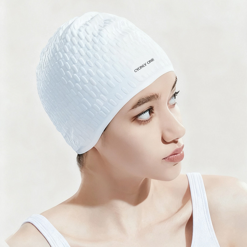 Swimming Cap, Silicone Swim Cap for Women Men, Durable Non-Slip Waterproof Swim Cap Protect Ears, Lo