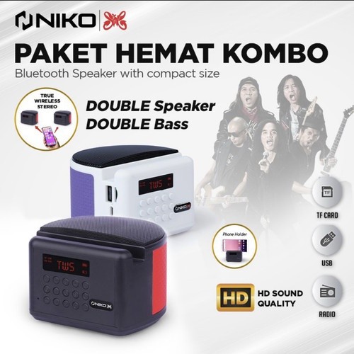 baru Speaker Mini Portable Niko Wireless Bluetooth Niko JS-AQ Dengan 2" WOOFER EXTRA BASS JSAQ bisa 