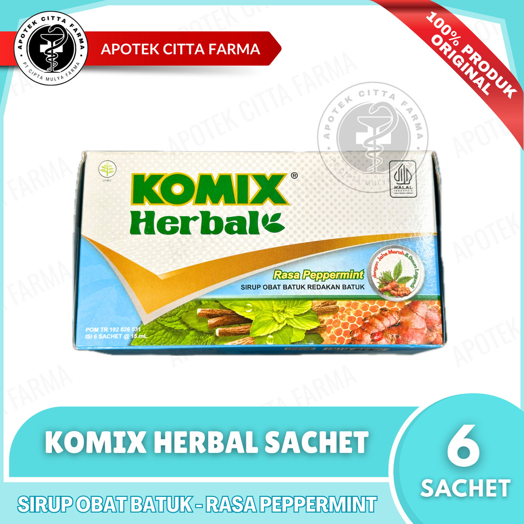 Komix Herbal Peppermint Sachet 1 Box - Membantu Meredakan Batuk Berdahak