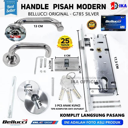 1 Set Kunci Pisah Bellucci 785 SS / Lever Set Bellucci / Kunci Pintu Stainless Bellucci / Kunci Pint