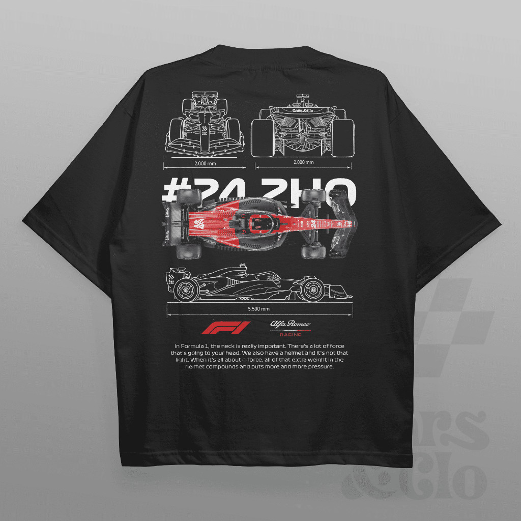 ORI Cars and Clo - Oversized - F1 Alfa Romeo Blueprint T-Shirt
