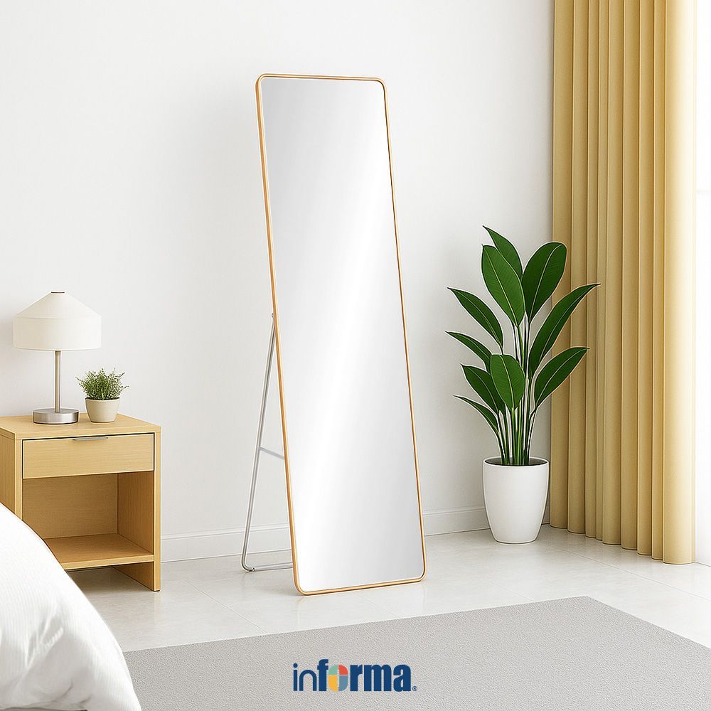 Informa 40X150 cm Cermin Lantai Pro - Gold Standing Floor Mirror Kaca Berdiri Serbaguna Dengan Sanda