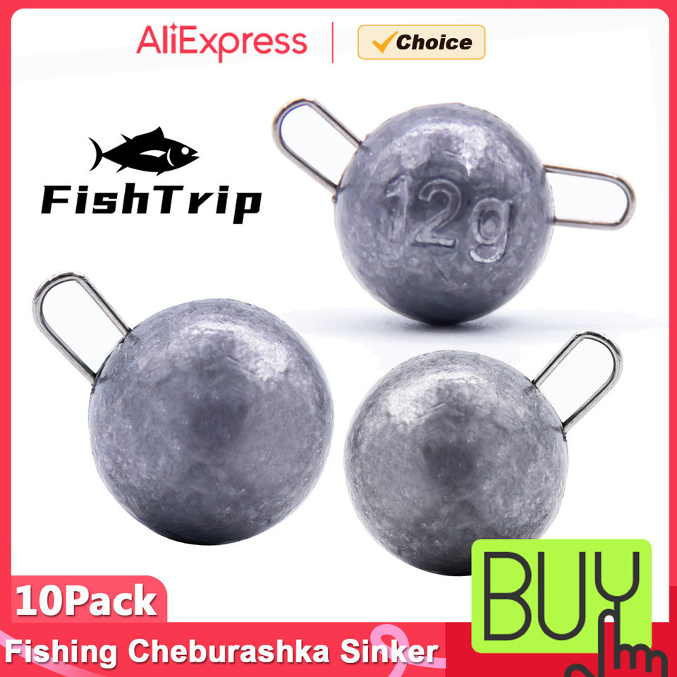 FishTrip 10pcs Cheburashka Sinker Fishing Jig Head Bullet Weights Soft Lure Group For Deep Sea Bass 