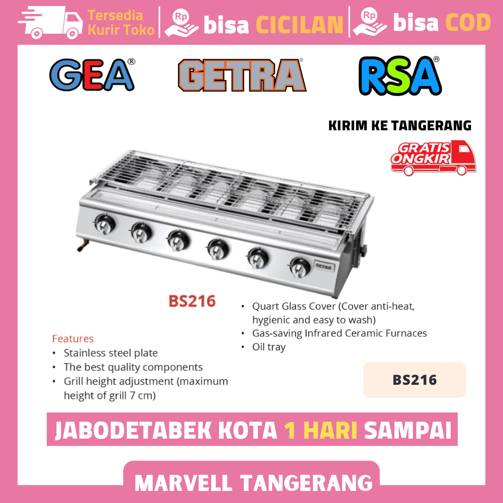 Getra Bs 216 Bs216 Kompor Pemanggang Roaster 6 Tungku Bbq Sosis