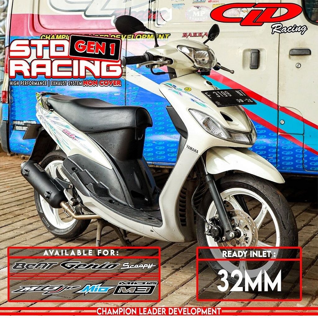 Knalpot CLD Standar Racing Gen 1 for Mio sporty, Mio J, Mio M3, Beat Karbu/Fi, Scoopy Karbu/Fi, Delu