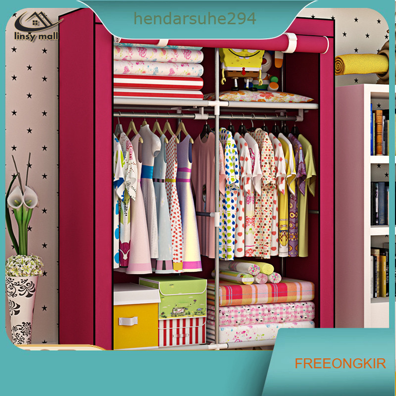 Lemari Pakaian Kain Lemari Portable /3 sekat lemari baju/lemari kain/Kain Portable lemari /Lemari Pa