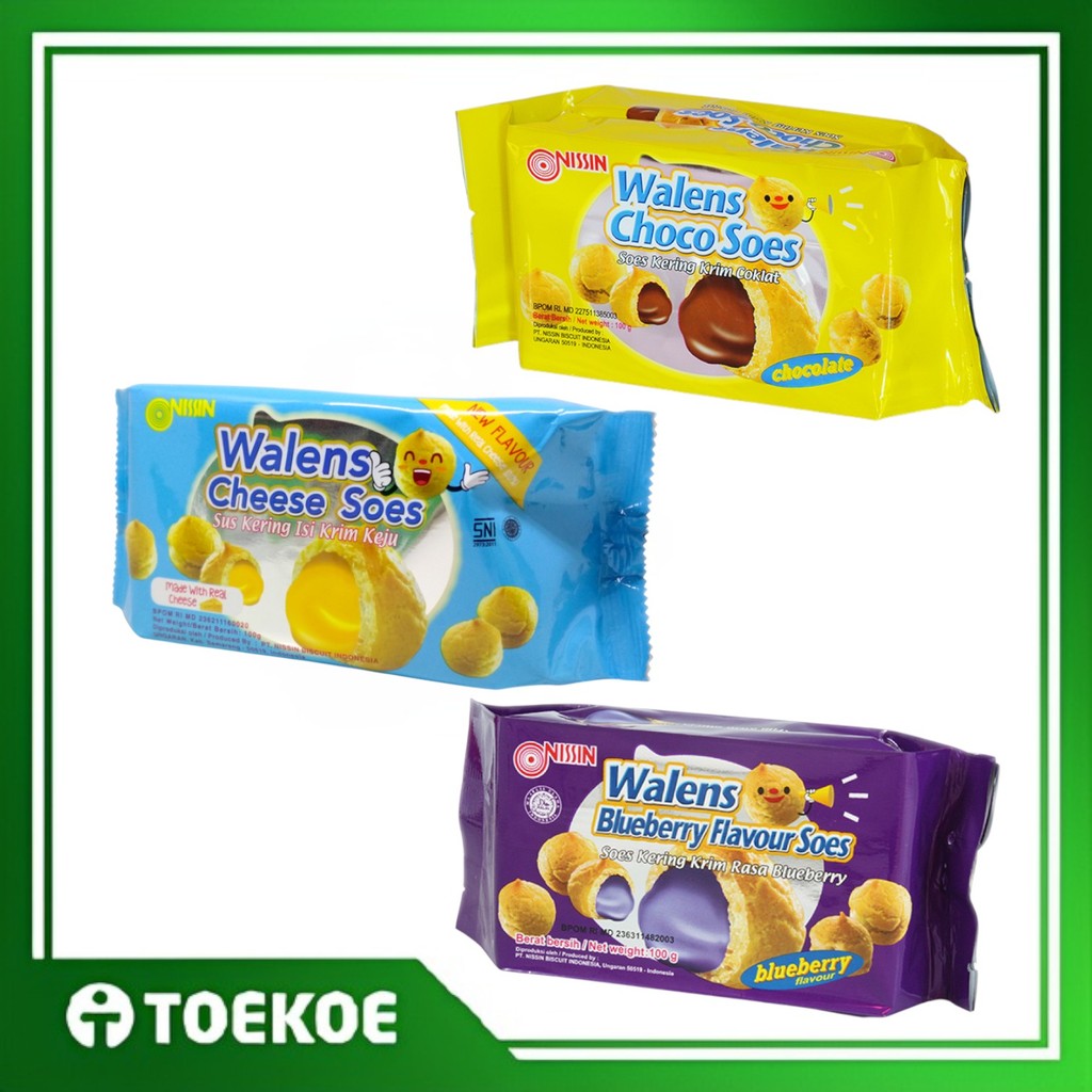 TOEKOE Nissin Walens Soes 100gr Cokelat / Keju / Bluberi