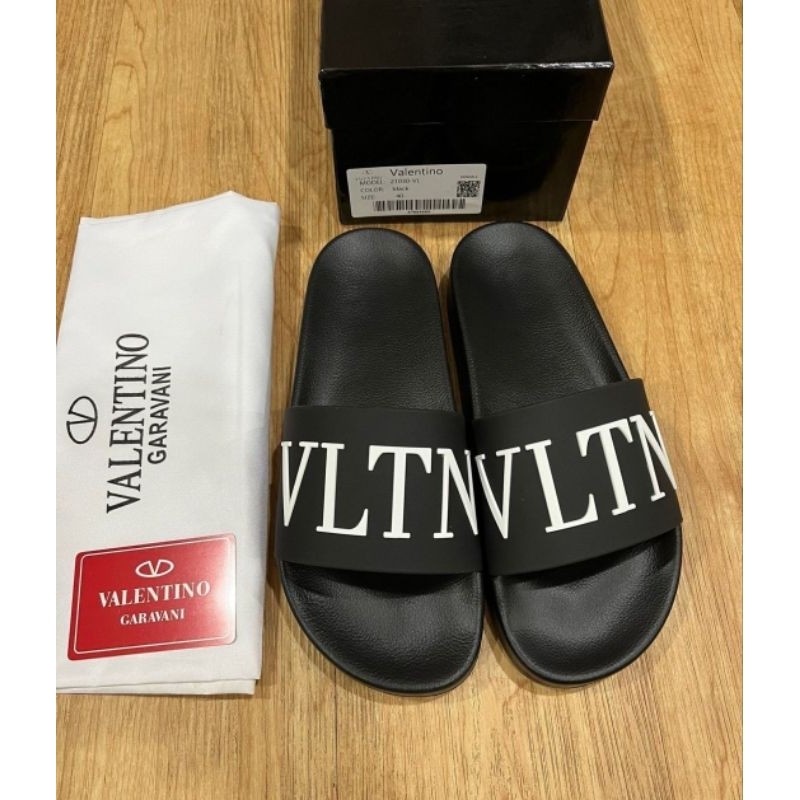 Sandal Slop VLTN Valentino Black Perfect Kick / Leather High Quality