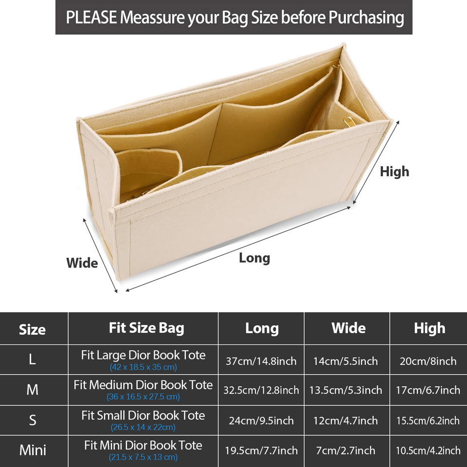 Bag Organizer Insert For dior book tote Bag,Bag Insert Organizer,Handbag Storage,Tote Bag Felt Inser