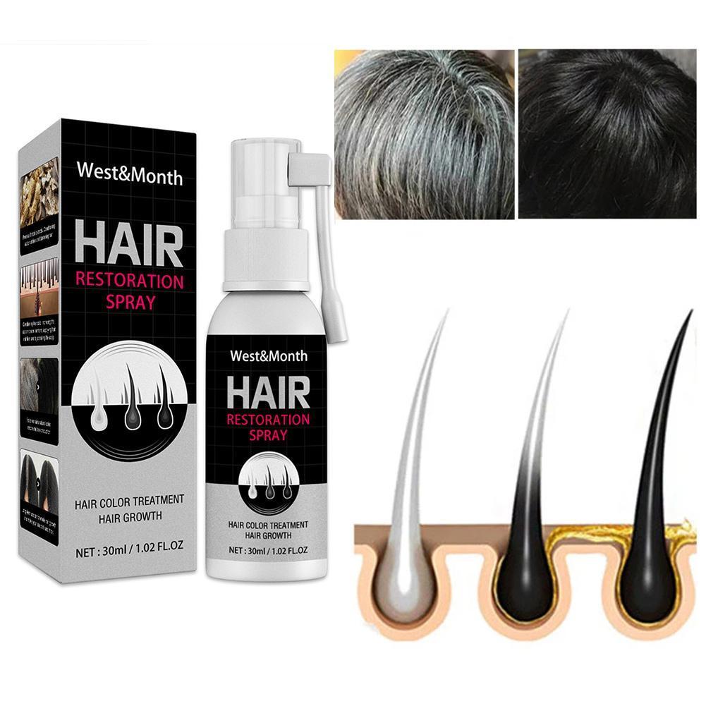 Black Hair Restoration Spray 30ml Menjadi Hitam Semprotan Cairan Rambut Hitam Improve Gray Hair Nour
