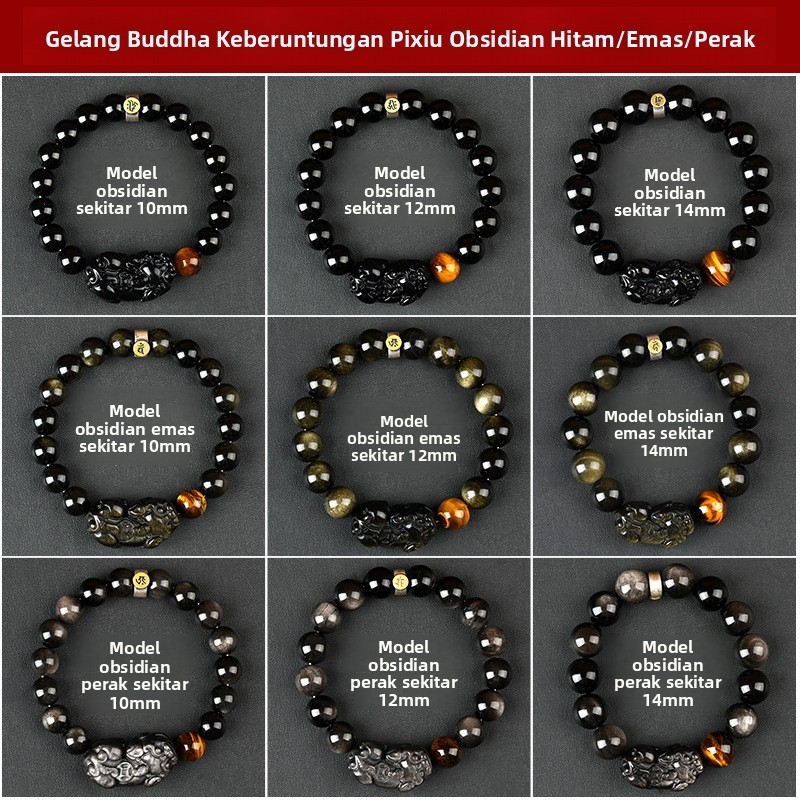 Gelang Obsidian Pixiu Warna Rambut Alami