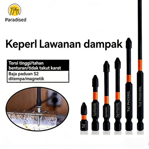 Paradised Kepala Mata Obeng Magnetic Screwdriver Bit 25-150mm Set 6pcs/Mata Bor Obeng Set 6pcs Magne