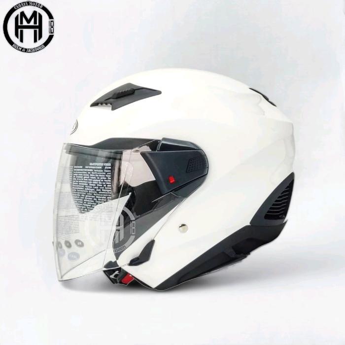 HELM ZEUS  Zs 611  SOLID|HALF FACE double visor - putih, M