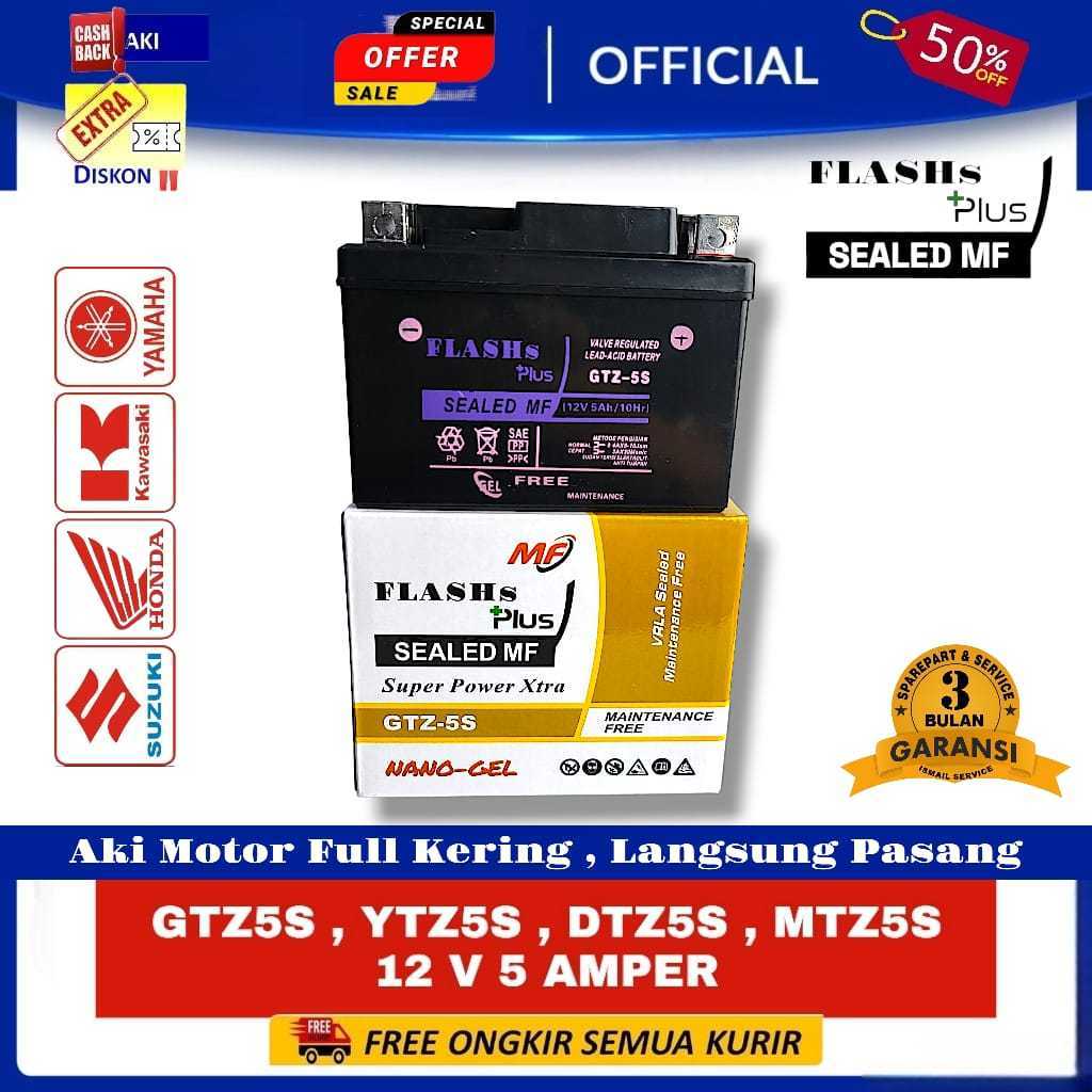 #GARANSI GELL Aki Motor Honda Beat Street Aki Kering Accu Kering MF GTZ5S Baterai GS (GXS) Metic