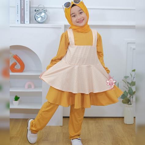 Ayumi One Set - Busana Anak Muslim Style Korea - Baju Muslim Anak Perempuan - Baju Lebaran Anak Tear