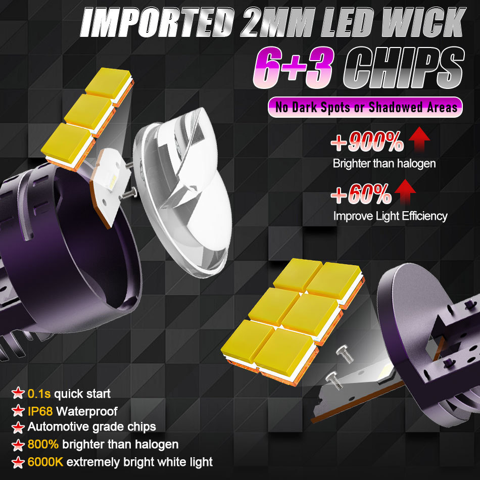 LED Headlight Bulb Projector New H4/9003/HB2 Canbus Super Bright LED 2000W 2000000LM 6000K Hi/Low Be