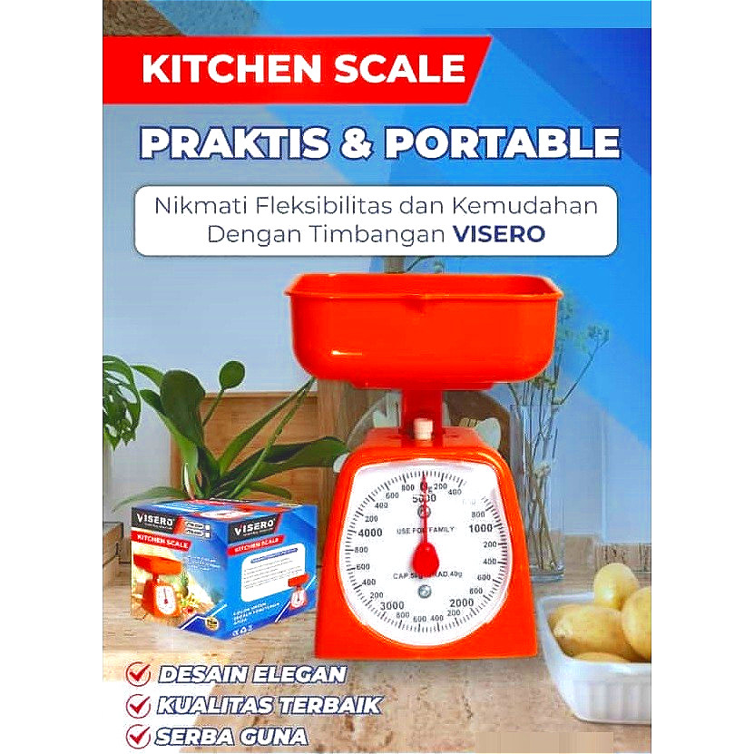 VISERO Timbangan Kue VTB05P VTB 05P Dapur Bumbu 5 Kg 5 Kilo Gram Timbangan Duduk Jarum Analog 5Kg Se