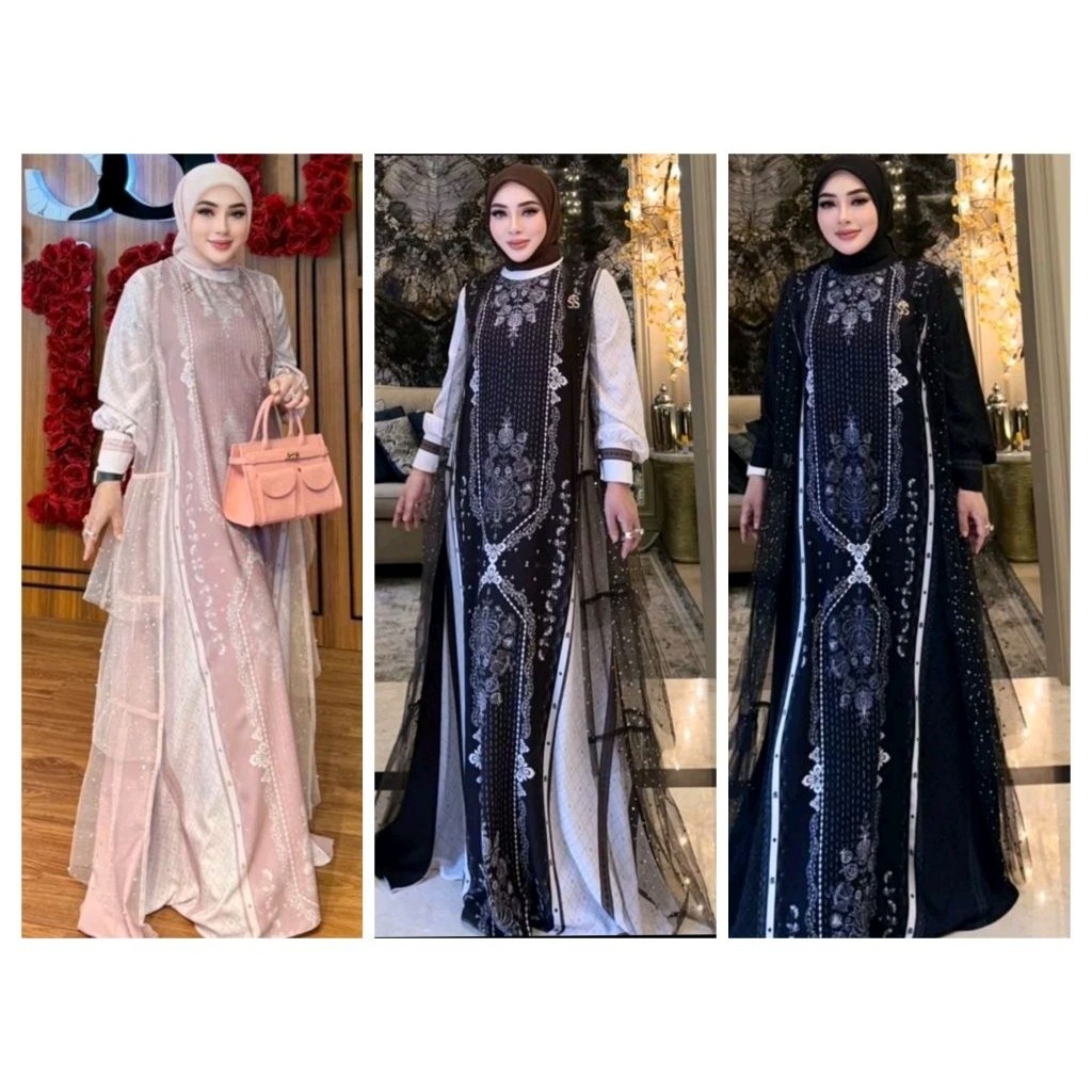 Promo Cuci Gudang Dress Gamis Shellasaukia Baju Muslim Wanita Lebaran Pesta Mewah COD