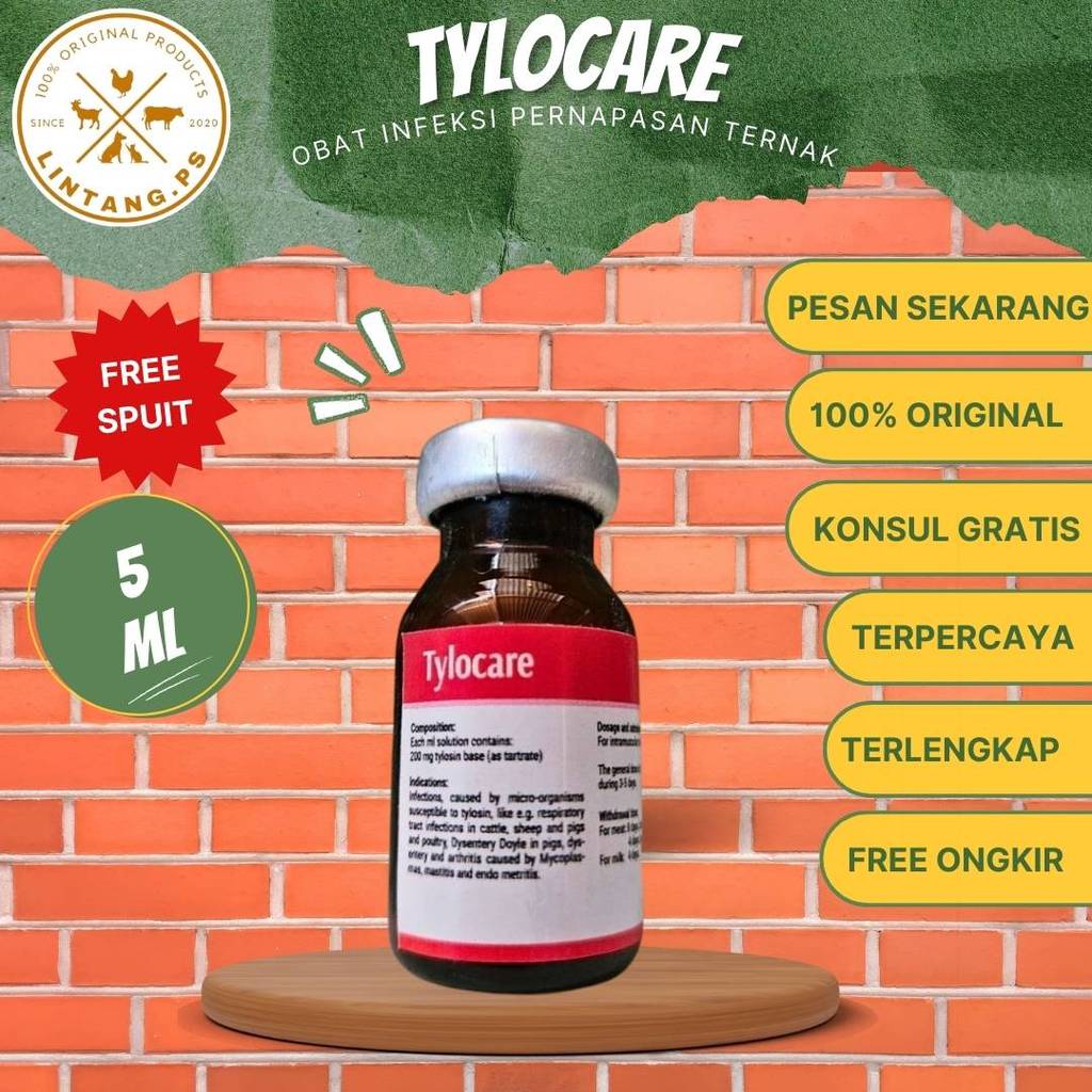Tylocare Injeksi 5 ml - Obat untuk Hewan PNEUMONIA - Tylosin 200 mg