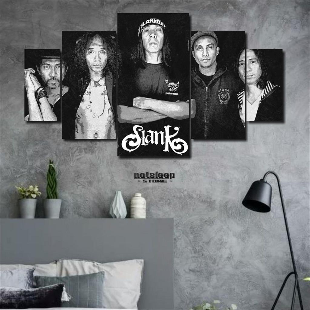 Dekorasi Kamar  Pajangan  HIASAN PAJANGAN DINDING BAND POSTER BAND 1 SET SLANK 5 Pcs POSTER KAYU WAL