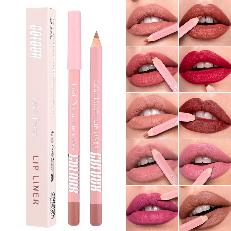Pensil Lip Liner Matte Warna LEAF P0EM12 Tahan Lama Tidak Luntur untuk Menggariskan Bibir Lipstik Pe