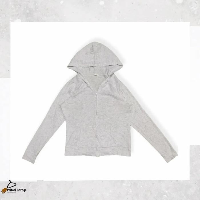 Zipper Hoodie Fleece Jacket GU Uniqlo Basic Light Grey Color "Vintage"